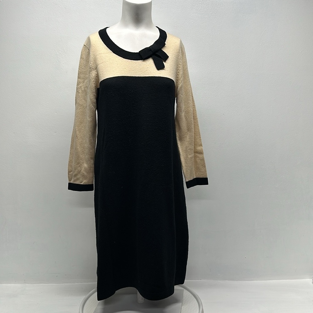 Kate Spade Sweater Dress Long Sleeve Bow Wool Cashmere Knit Colorblock M Medium